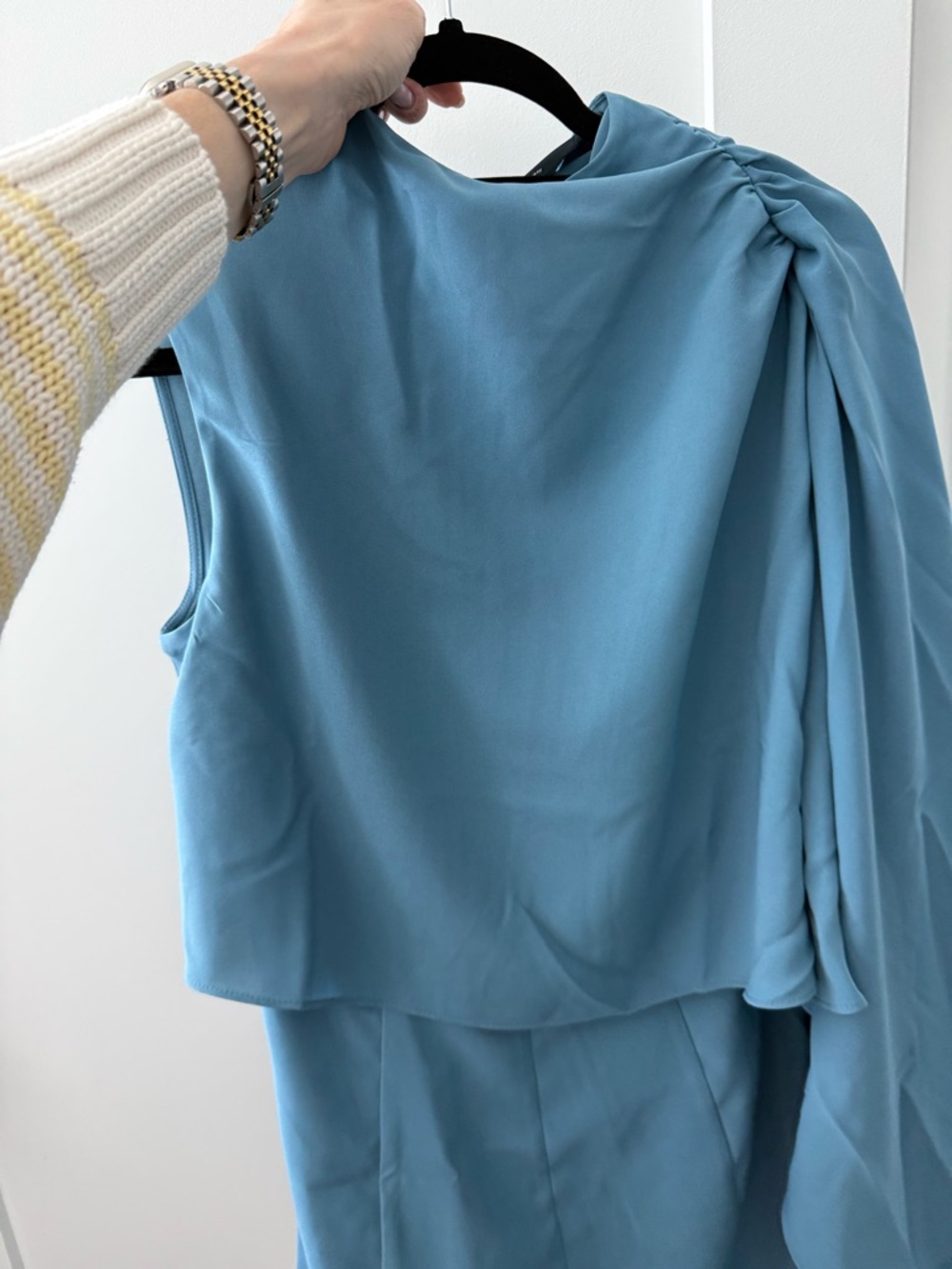 Sleek One-Shoulder Sky Blue Dress